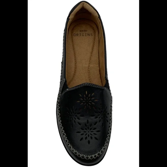 Earth Origins Leather Whipstitch Slip-Ons Freya Black - Wide - Picture 4 of 4